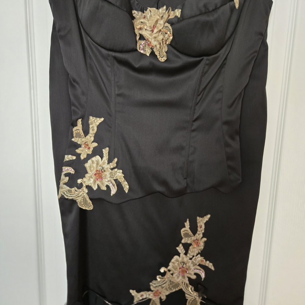Elegant Black and Gold Embellished Dress